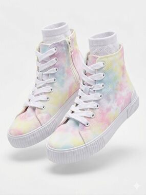 Cat & Jack Pastel Tie-Dye High-Top Sneakers in Pink, Blue & Yellow